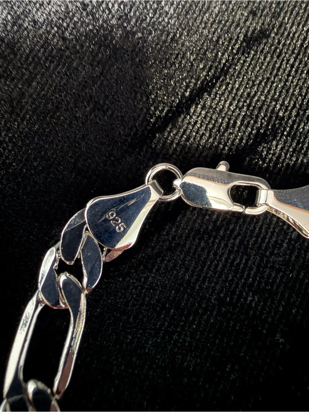 925 Sterling Silver Stamped Figaro 22in 8MM Necklace Lobster Clasp 41.7g